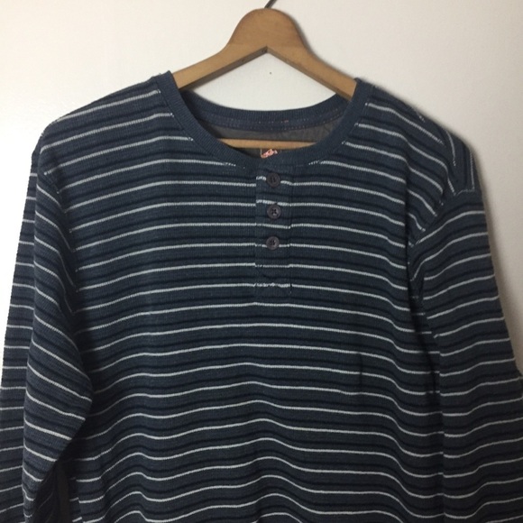 [Northwest Territory] Men's Ribbed Henley Striped Long Sleeve Shirt - Picture 2 of 10